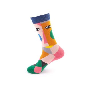 Abstract Face Art Multicolor Socks