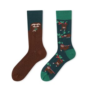 Sloth & Plant Pattern Crew Socks